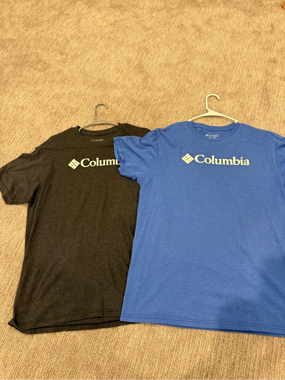 Lot of 2 - Columbia Logo Tee - Charcoal Heather and Blue Heather